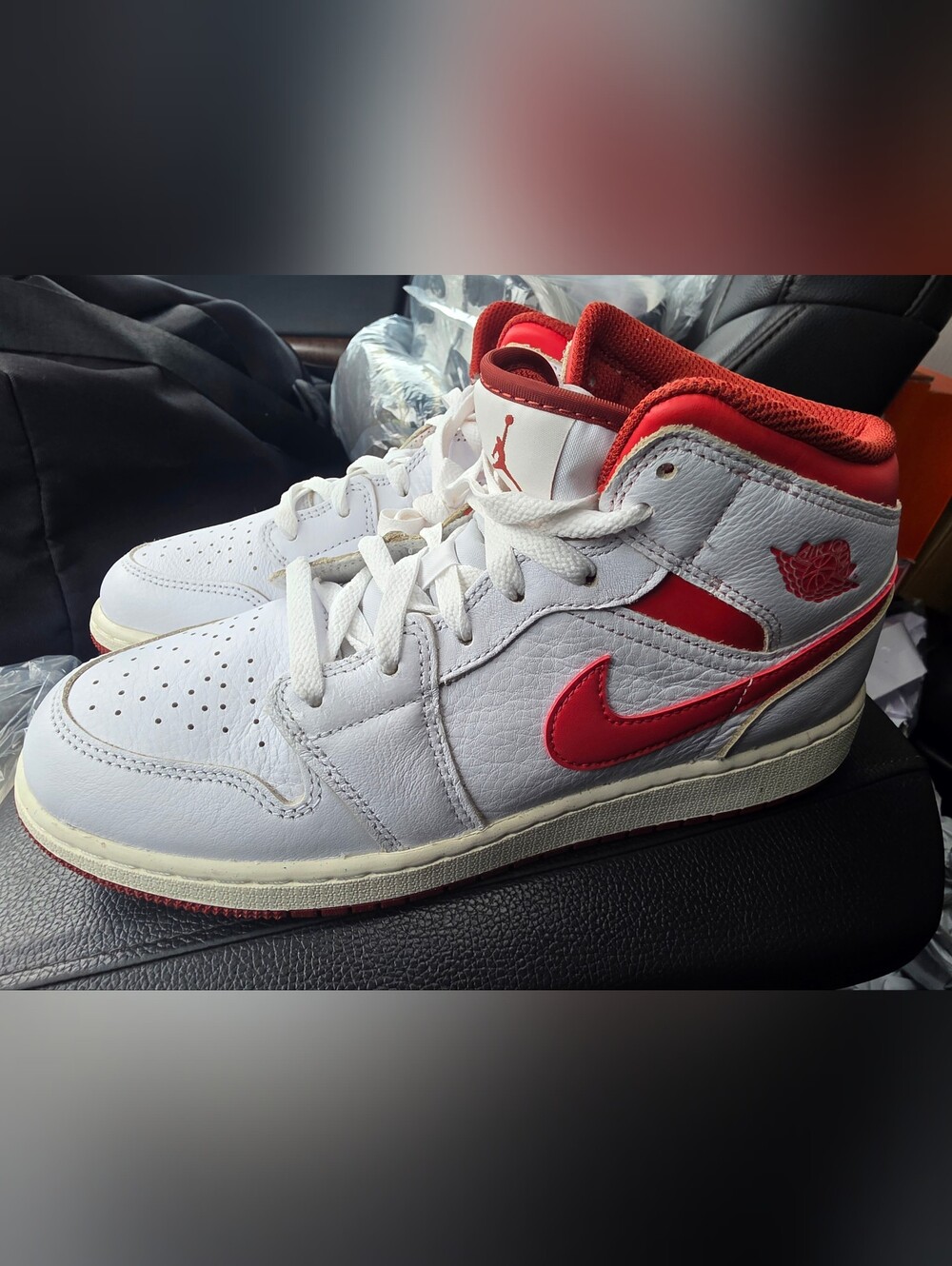 Brand New Jordan Size 7Y Kids' Mid-Top Sneakers in White and Red No Box